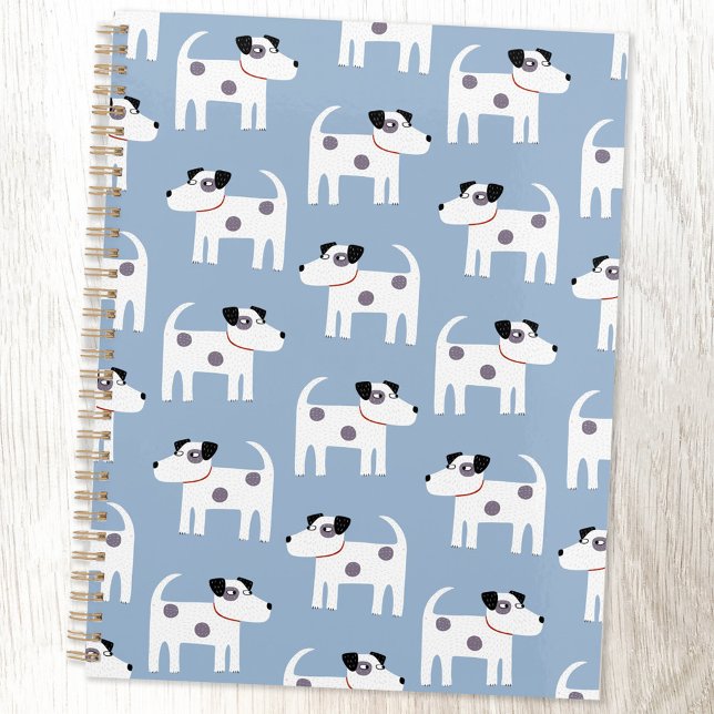 Agenda Parson Jack Russell Terrier Dog Pattern Blue (Jack Russell Parson Terrier dog pattern planner)
