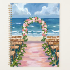 Agenda Pasillo de boda en la playa con acuarela floral