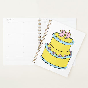 Agenda Pastel amarillo de cumpleaños 29 con rosas rosadas