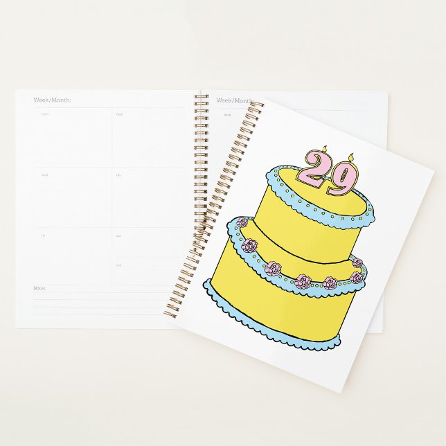 Agenda Pastel amarillo de cumpleaños 29 con rosas rosadas (Subido por el creador)