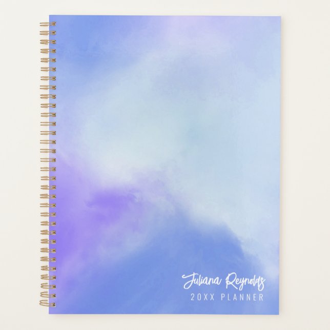 Agenda Pastel Blue & Purple Abstract Art Planner (Anverso)