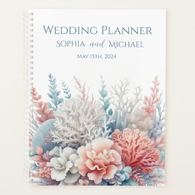 Agenda Pastel Coral Reef-Beach Wedding Planner (Anverso)