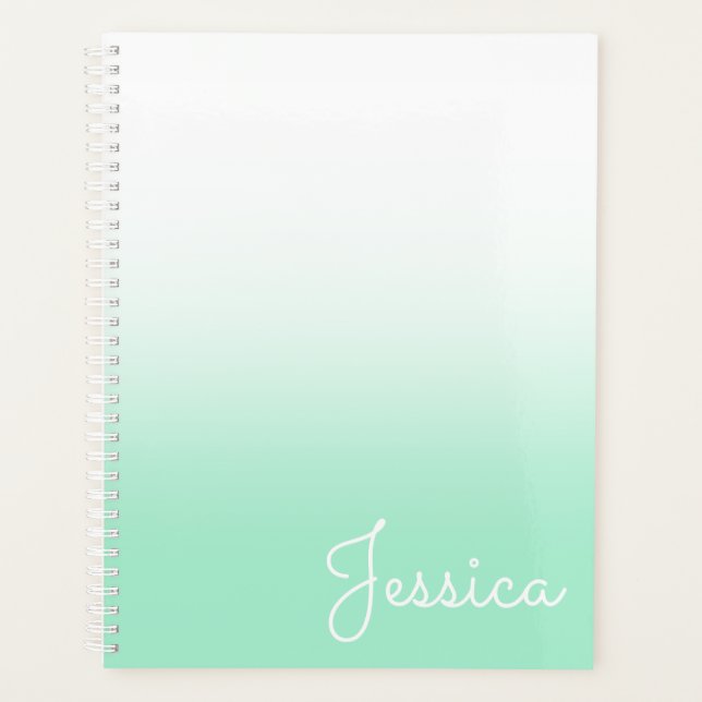 Agenda Pastel de menta y ombre blanco (Anverso)