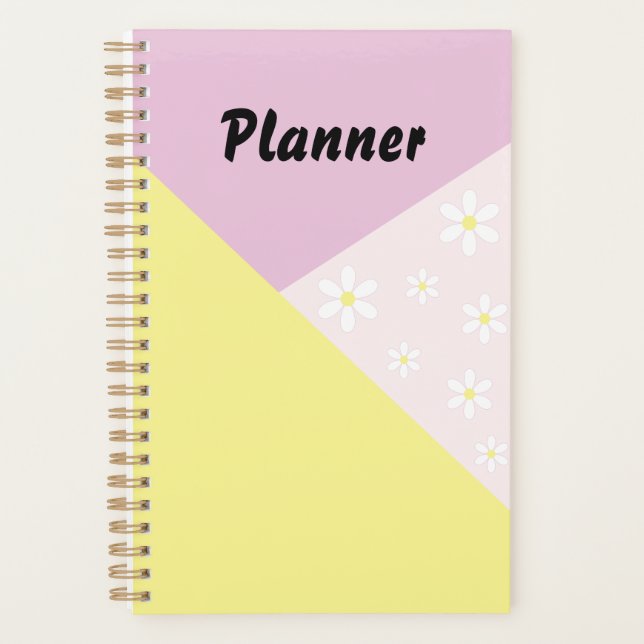 Agenda Pastel Geometric Planner with Daisy Flowers (Anverso)