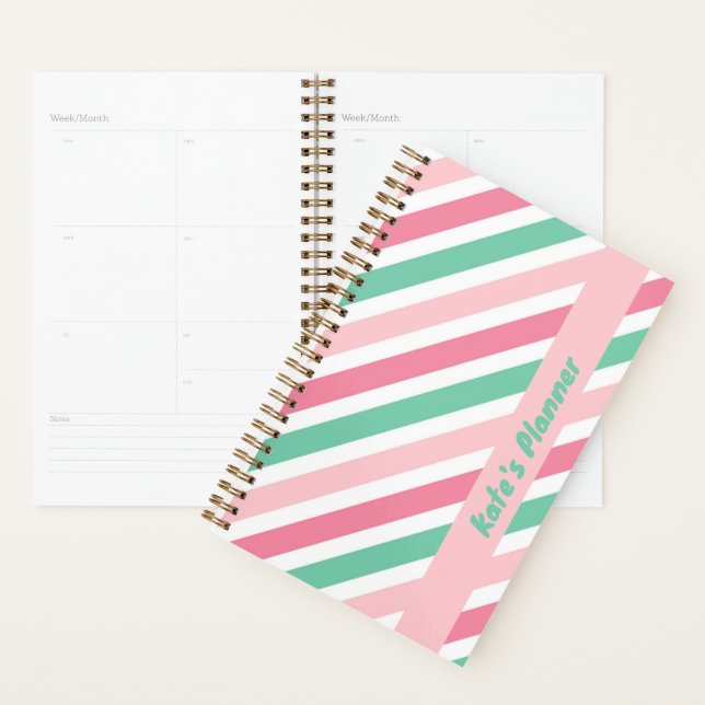 Agenda Pastel Peppermint Candy Stripes Summer (Demostración)