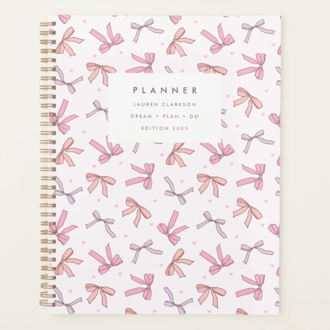 Agenda Pastel Pink & Lilac Bow Coquette Planner (Anverso)