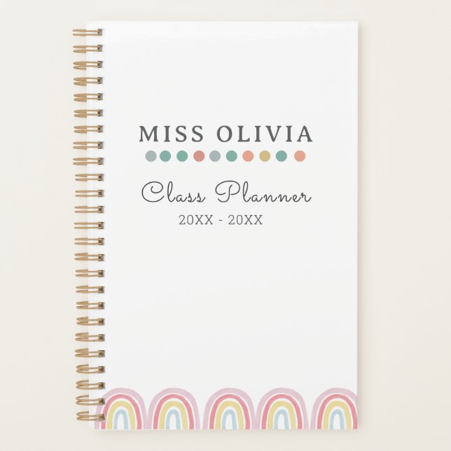 Agenda Pastel Rainbow Teachner Planner | Regalo personali (Anverso)
