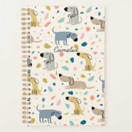Agenda Pastel Terrazzo Gracioso Patrón de Perro Cuto