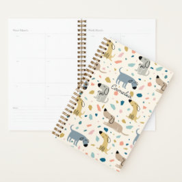 Agenda Pastel Terrazzo Gracioso Patrón de Perro Cuto