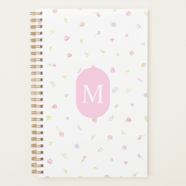 Agenda Pastel Wildflower Pink Monogram Planner (Anverso)