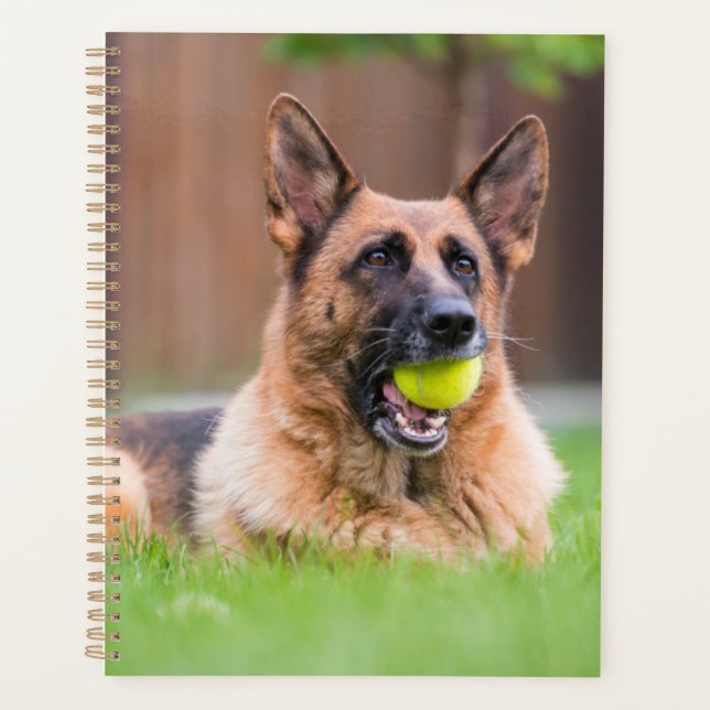Agenda Pastor Alemán Con Pelota De Tenis (Anverso)