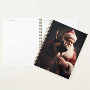 Agenda Pastor Alemán Con Santa Claus Navideño Festivo