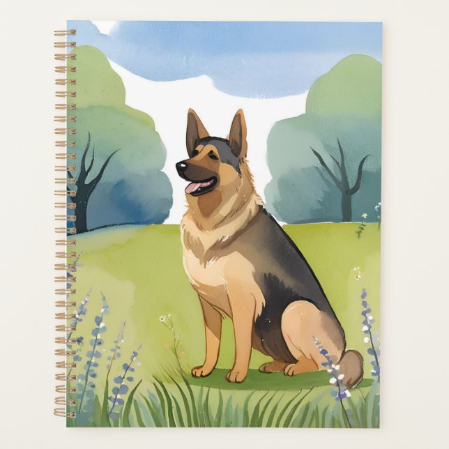 Agenda Pastor Alemán | Pintura Acuarela de Perro (Anverso)