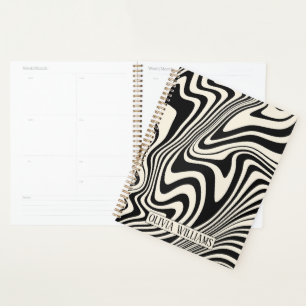 Agenda Patrón abstracto de giro negro retro