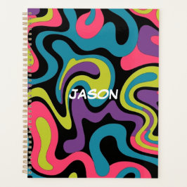Agenda Patrón abstracto de neón personalizado — Diseño re