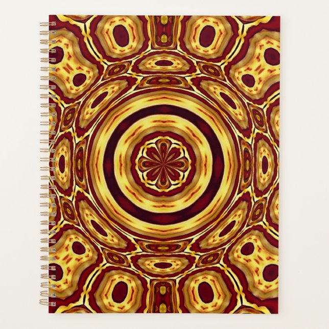 Agenda Patrón abstracto rojo dorado boho marroquí (Anverso)