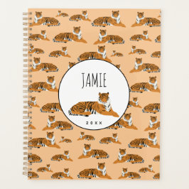 Agenda Patrón animal de tigre de jungla personalizado