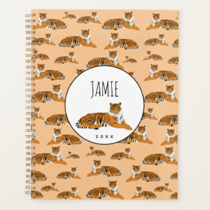 Agenda Patrón animal de tigre de jungla personalizado