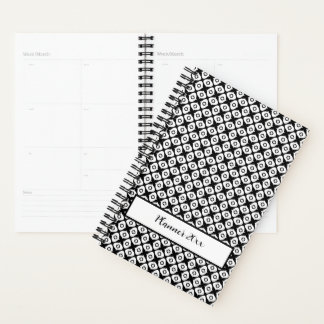 Agenda Patrón Arabesco Simétrico en Blanco y Negro Intens