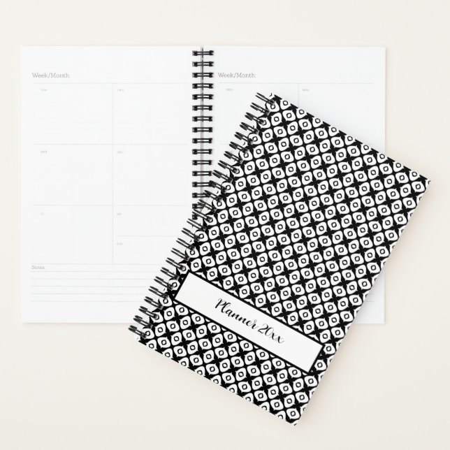 Agenda Patrón Arabesco Simétrico en Blanco y Negro Intens (Demostración)