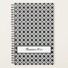 Agenda Patrón Arabesco Simétrico en Blanco y Negro Intens