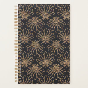 Agenda patrón Art Deco con motivos florales dorados