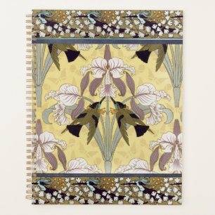 Agenda Patrón Art Nouveau de Orquídea Colibrí Vintage