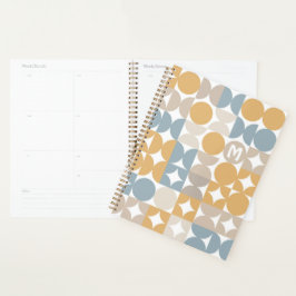 Agenda Patrón Artístico Gris Azul Mostaza Beige Marrón Pe