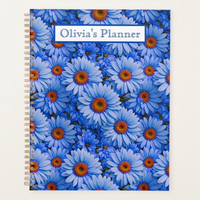 Agenda Patrón azul floral azul girasol azul marea (Anverso)