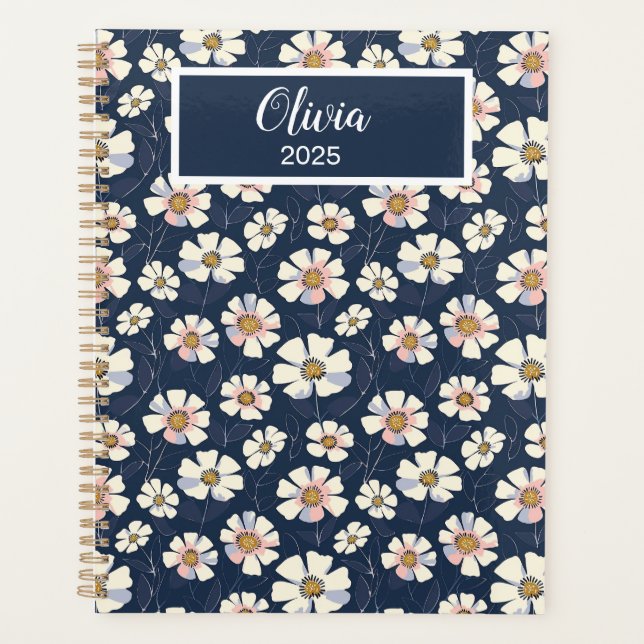 Agenda Patrón azul y floral (Anverso)