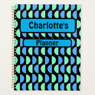 Agenda Patrón azul y verde personalizado