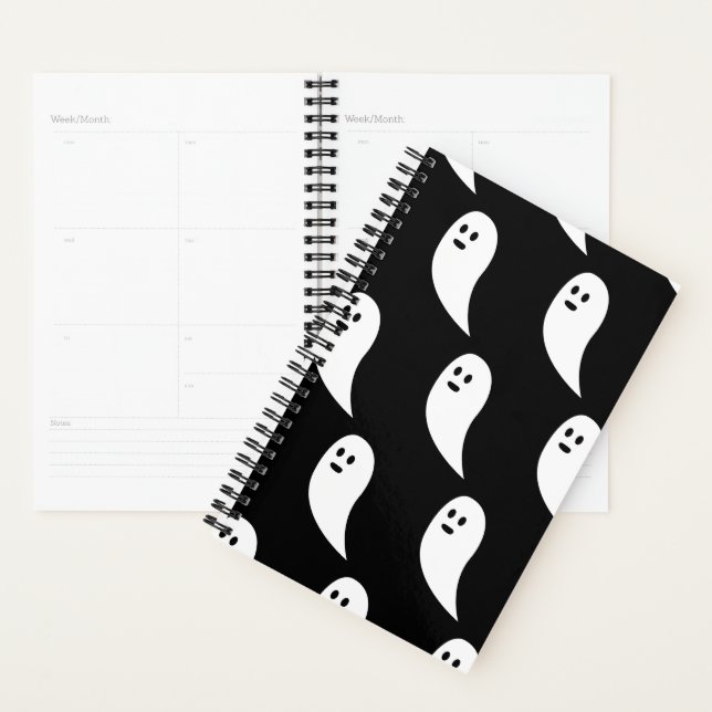 Agenda Patrón blanco blanco negro de Ghost Halloween (Demostración)