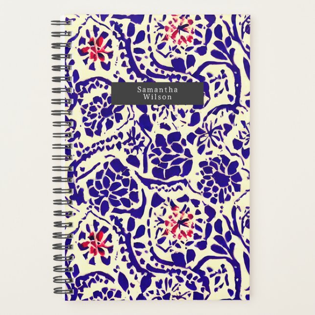 Agenda Patrón Boho Azul y Rojo (Anverso)