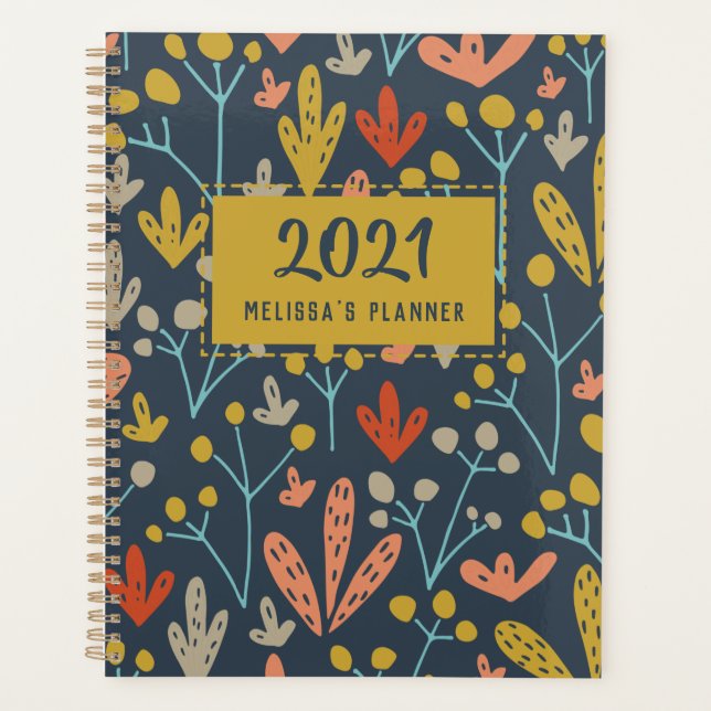 Agenda Patrón botánico Año personalizado moderno (Anverso)
