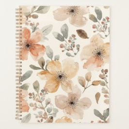 Agenda Patrón Botánico de Acuarela Floral Melocotón Beige