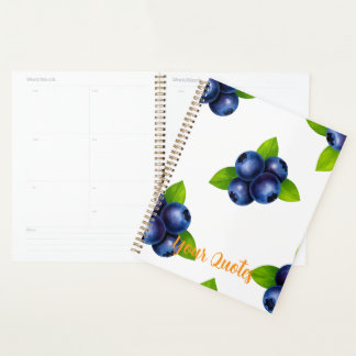 Agenda Patrón Botánico de Arándano en Acuarela Azul