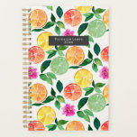 Agenda Patrón botánico de cítricos acuarela<br><div class="desc">Patrón inspirado en acuarelas con ilustraciones de naranja,  lima,  limón y cítricos rosados con hojas botánicas.</div>