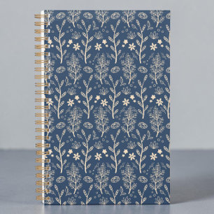 Agenda Patrón Botánico de Follaje Otoñal Azul