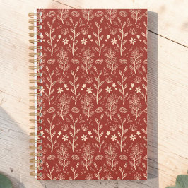 Agenda Patrón Botánico de Follaje Otoñal Rojo