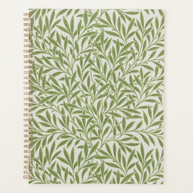 Agenda Patrón botánico floral verde de William Morris (Anverso)