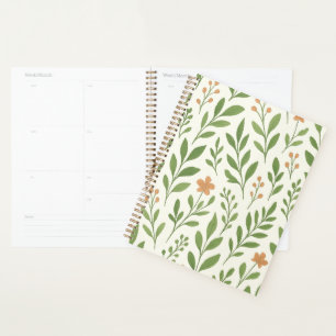 Agenda Patrón botánico minimalista con hojas verdes
