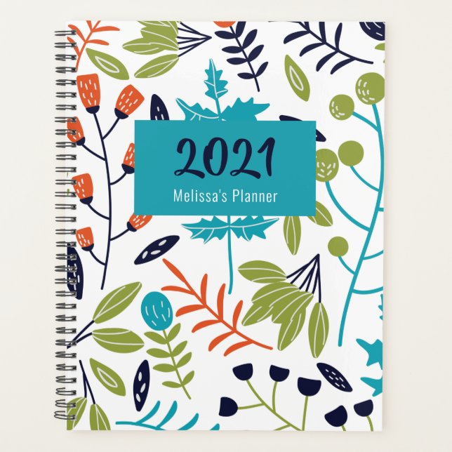 Agenda Patrón botánico moderno floral personalizado (Anverso)