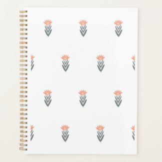 Agenda patrón botánico simple y continuo con flores en 