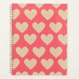Agenda Patrón cardíaco simple de corte rojo beige