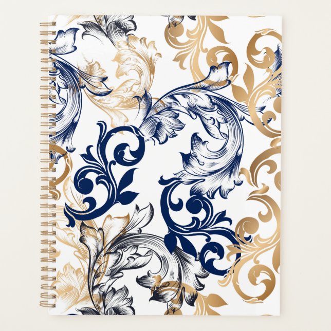 Agenda Patrón Clásico Retro de Estilo Barroco (Anverso)