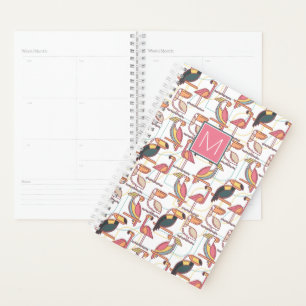 Agenda Patrón con aves tropicales   Añadir su inicial