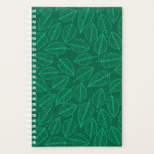 Agenda Patrón contemporáneo de hojas de aves verdes