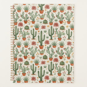 Agenda Patrón continuo de cactus suculentos del desierto