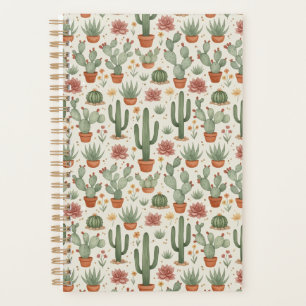 Agenda Patrón continuo de cactus suculentos del desierto
