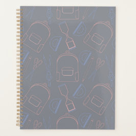 Agenda patrón continuo de escuela en estilo lineart